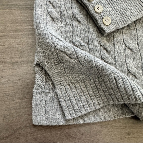 Talbots cable knit turtle neck lamb wool blend gray sweater size small - Picture 5 of 9